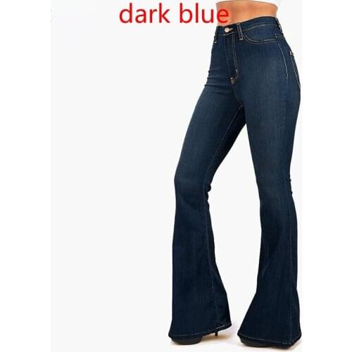 Women solid High Waist pockrets Single Breasted Trumpet Jeans Female Spring Summer Streetwear Stretchable Denim Flare Boot Cut