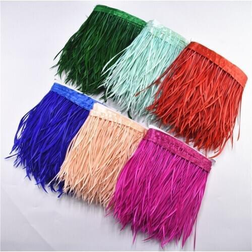 1Meters Pruning Goose Feathers Feather Trim Ribbon Fringe 6-8" White Pheasant Feathers for Clothes Wedding Feathers Decoration