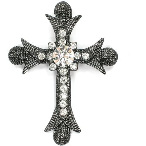 12pcs/lot Wholesale Fashion Brooch Rhinestone Cross Pin brooches Accessories Mens woman gift C102178