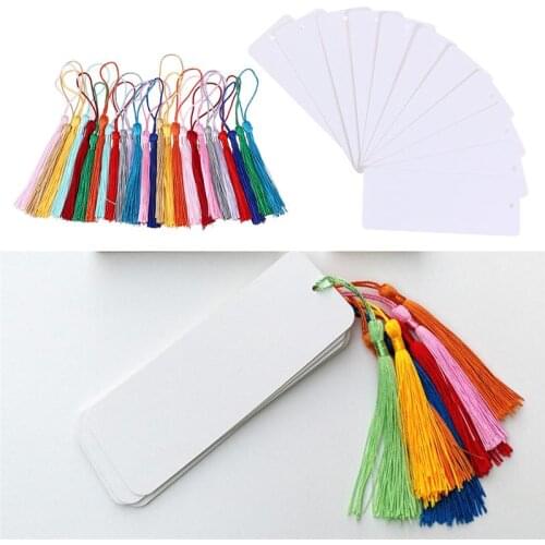 24pcs Paper Blank Bookmarks with Tassel Cardstock for DIY Projects Gifts Tags School Supply Party Favor