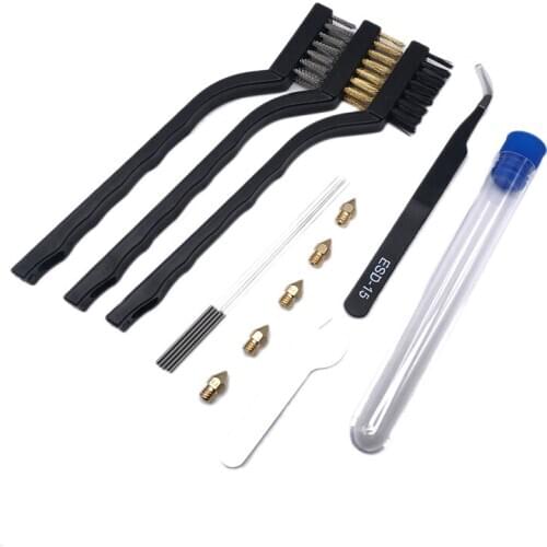 3D Printer Accessories Cleaning Brush Dust Rust Cleaning Copper with MK8 0.4mm nozzle for CR-10 Ender-3 Nozzle Hot Bed to Remove