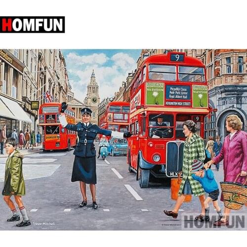 HOMFUN 5D DIY Diamond Painting Full Square/Round Drill "London street" Embroidery Cross Stitch gift Home Decor Gift A08432