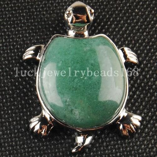 Free Shipping Women Fashion Jewelry 32x42mm Aventurine Turtle Pendant Bead 1pcs C3206