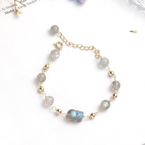 Brave Troops Animal Bracelets Natural Moonstone Bracelet for Women Gold Plated Bracelete Feminino Luxury Jewelry Gift YBR190
