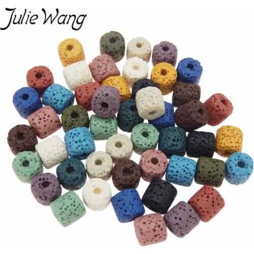 Julie Wang 8mm Natural Lava Beads Mixed Colors Volcanic Stone Spacer Beads Bracelet Necklace Jewelry Making Accessory