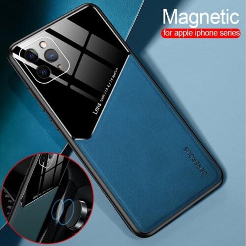 Luxury Leather Shockproof Case on For iphone 12 11 pro max 12 mini x xs xr 7 8 plus 12Pro 2020 Car Magnetic holder Phone Cover