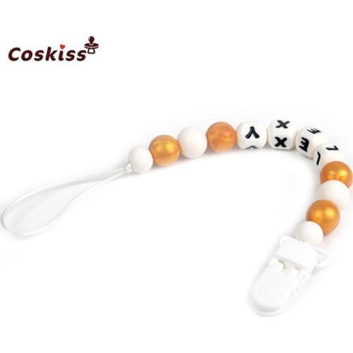 Baby Pacifier Clip Silicone Teether Beads Toodler Food Grade Baby Silicone Letter Beads Eco-Friendly Baby Teether Toy