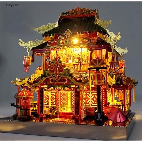 Diy DIY House Zhonghua Street Series Metal Mosaic Chinese Architectural Model Jingwumen Silk And Satin Shop