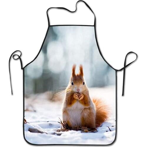 Kitchen Baking Personality Apron Restaurant Chef Garden Handmade Apron Squirrel Snow