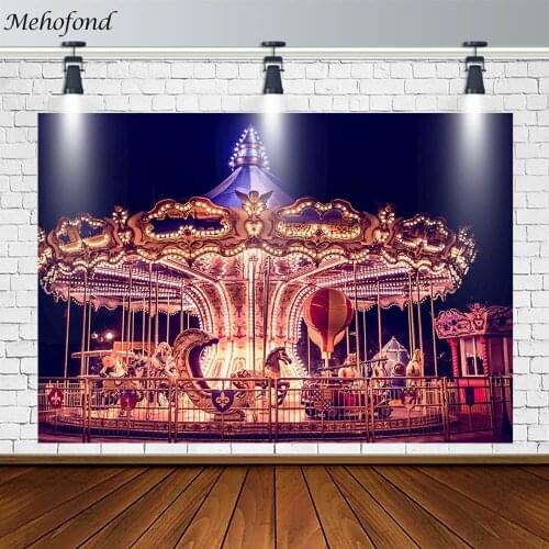 Mehofond Girl Birthday Party Backdrop Amusement Park Carousel Decor Photography Background Prop Photo Studio Banner Photozone