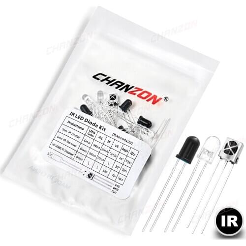 20pcs 5mm 940nm VS1838B IR LED Emitting Diode Kit Transmitter Receiver Infrared Light Lamp Emitter Phototransistor Assortment