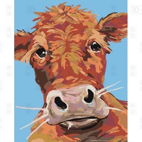 Cow Diy canvas Painting Animal Abstract Acrylic Paint For Adults Home Decor SPLSPL For living room decor canvas painting wall ar