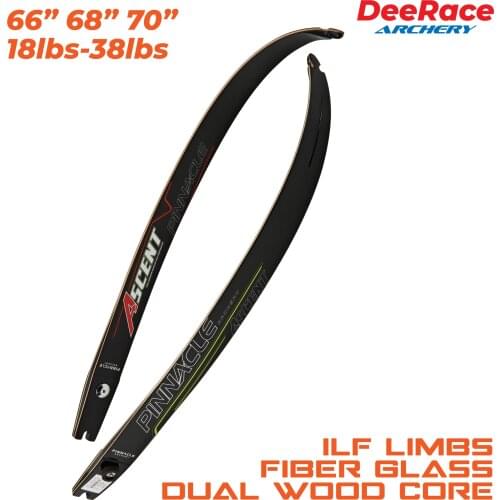 66" 68" Inches RecurveBow ILF Limbs 22lbs-32lbs With Dual Wood Core Fiber Glass Bow Limbs Blades Target Shooting Ascent