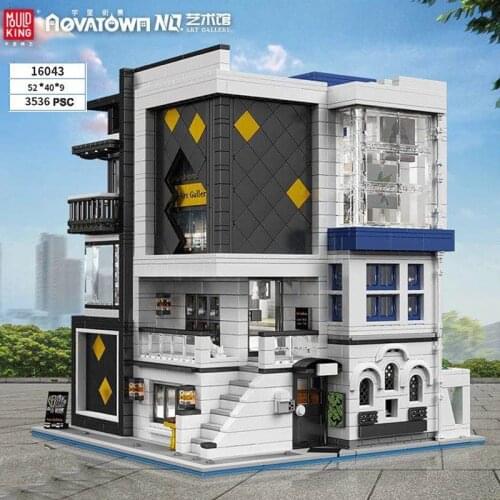 MOULD KING Streetview Building Blocks 16043 The Art Gallery Showcase model With Led light Assembly bricks Kids Toys