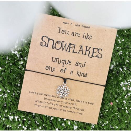 New Christmas Snowflake Wish Bracelet Christmas Snowflake Charm Bracelet Snowflake Jewellery Gift for Women Men Christmas