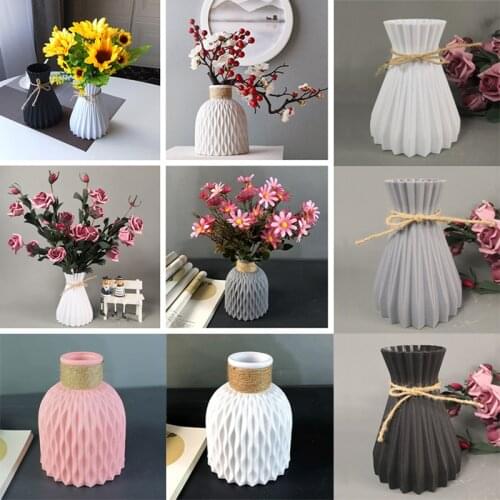 17CM Height Plastic Vase Home Decor Retro Imitated Rattan Flower Arrangement Vases For Desk Living Room Decoration