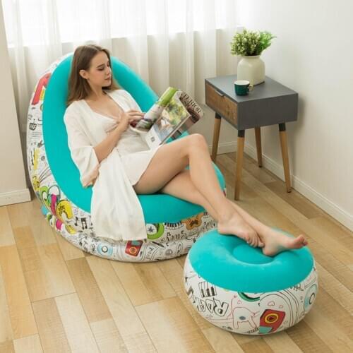 Portable Leisure Inflatable Sofa Chair with Footrest Stool Outdoor Furniture Sofa Chair