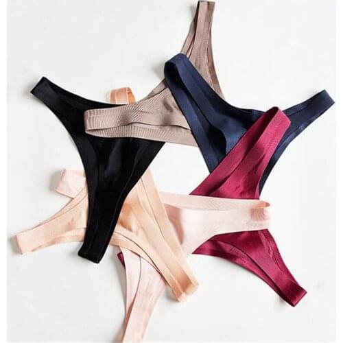 Multicolor Womens Seamless Panties Ice Silk Thong Sexy Women Thong Women Underwear Solid Color Plus Size Womens Underwear