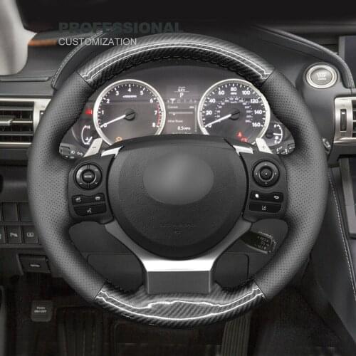 DIY Hand Stitching PU Carbon Fiber Black Leather Car Steering Wheel Cover for Lexus IS200t IS250 IS