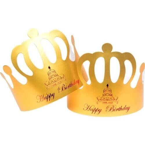 100pcs/lot Brithday Hats Party Supplies Bronzing Hat Crown Golden Color With "Happy Birthday" Letters For Children and Adult