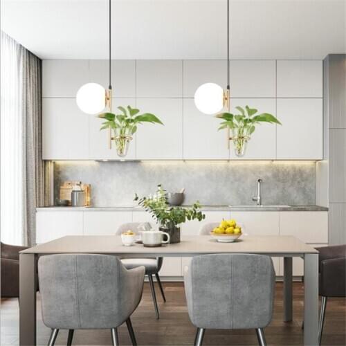 Milk White Glass Ball Led Pendant Light Modern Plants Pot Dining Room Foyer Bar Lobby Suspension Hanging Lamp NEW 2601