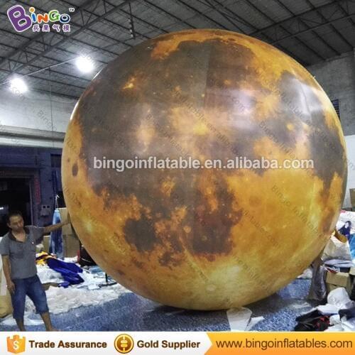 LED lighting 4M inflatable yellow moon model hot sale customized blow up balloon type moon replica for decoration toys