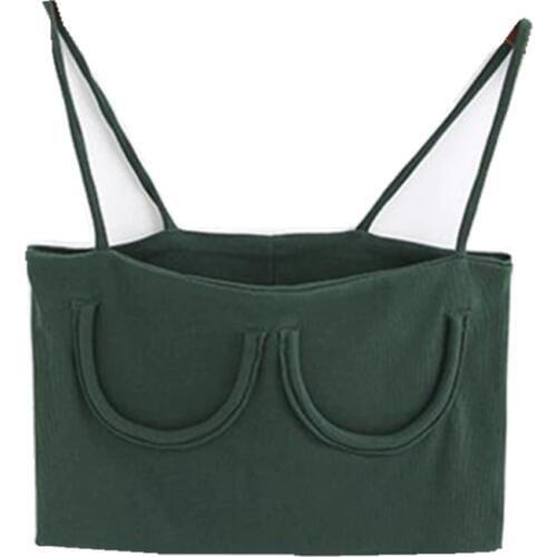 Sexy Knitted Chest Crescent Moon Slash neck Camis Women Spaghetti Strap crop Top Camisetas Strappy Bra Tank Vest Tee 10 Style