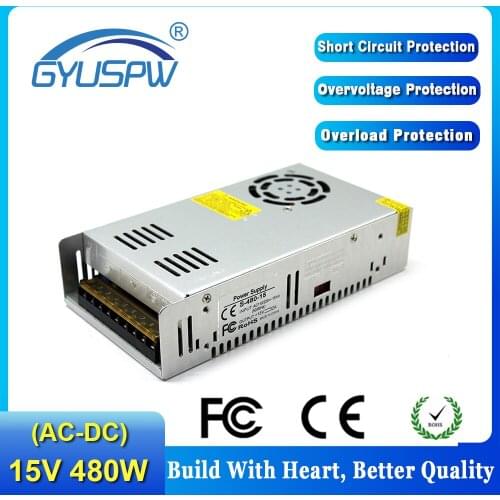 Transformer 110V 220V AC to DC15V 32A 480W Switching power supply Power Adapter for 3D Printer Led Lighting Attendance System
