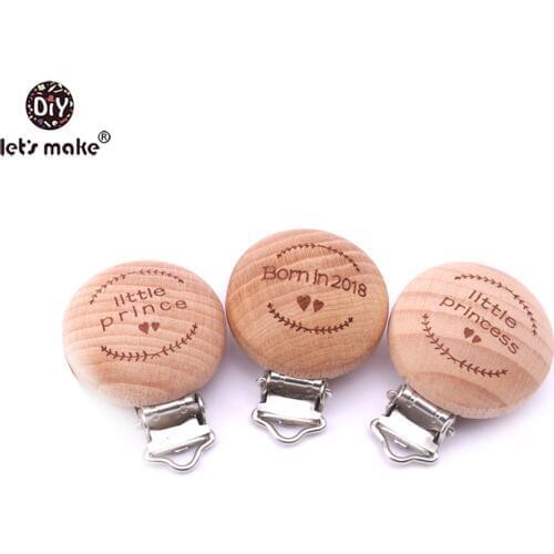 Lets Make Baby Pacifier Clip 20pcs Round Wooden Pacifier Clip Personalise Wooden Engrave Dummy Clip Neutral Nurse Charms Beads