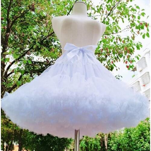 New White Short Women Tulle Halloween Petticoat Vintage Sweet Wedding Bridal Petticoat Lolita 45CM