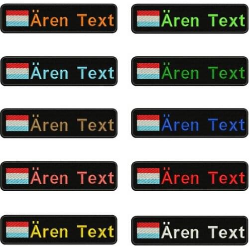 Luxembourg flag 10X2.5cm Embroidery Custom Name Text Patch Stripes badge Iron On Or Sew On Or Velcro Backing Patches For Clothes