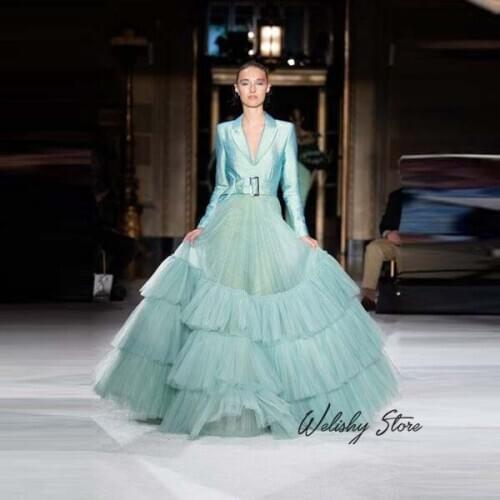 Elegant Mint Green Women Ruffled Tulle Skirts Tiered Floor Length Long Women Maxi Tulle Skirt Party Prom Skirt