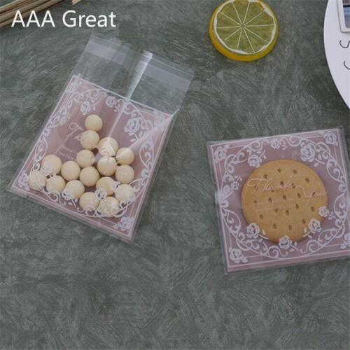 100Pcs/Lot Cute Plastic Pack Candy Cookie Packaging Bags Cupcake Wrapper Self Adhesive Sample Gift Bag Pouches Wedding