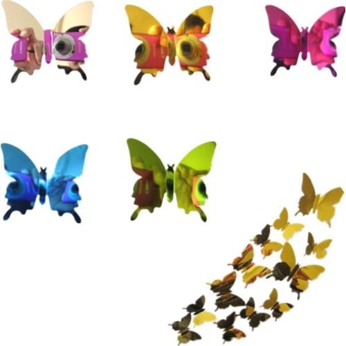 12PCs/Lot Creative Mirror Silver 3D Butterfly Wall Stickers Party Wedding Decor DIY Home Decoration For Living Room Wall Decor