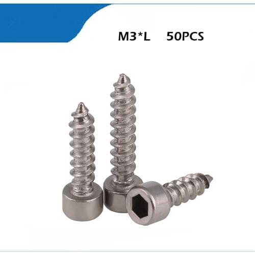 50PCS-M3*6/8/10/12/14/1620/25mm 304 Stainless Steel Hexagon Tapping Screws / Model Self-Tapping / Audio Screws