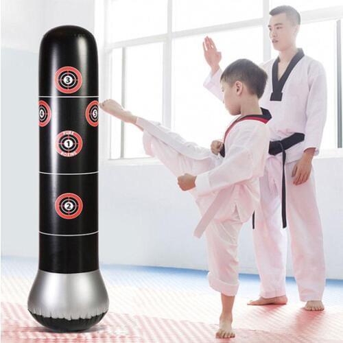 160cm Training Fitness Vertical Inflatable Boxing Bag Tumbler Muay Thai Training Pressure Relief Bounce Back Sandbag Air Pump