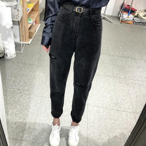 2020 Spring Autumn Ripped Hole Jeans For Women Streetwear High Waist Harem Denim Pants Female Loose Jeans Trousers Plus Size 5XL