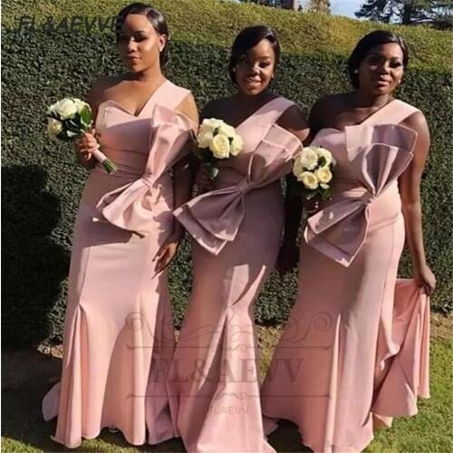 2021 Mermaid Bridesmaid Dresses South African One Shoulder Bridesmaid Dress Lace Up Black Girls Wedding Party Gowns