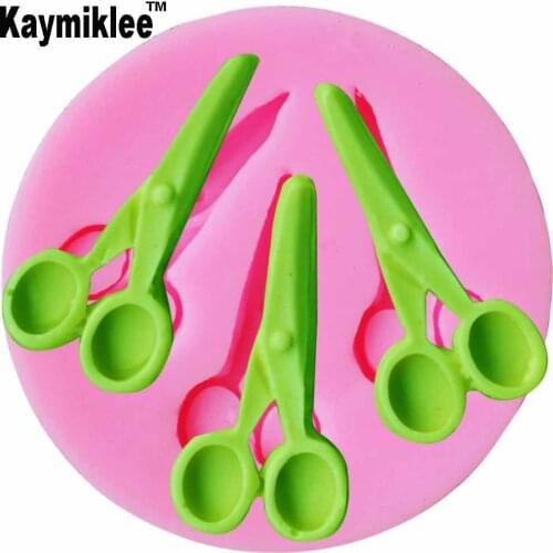 Kaymiklee M720 3D Scissors Silicone Mold Fondant Chocolate Candy Gumpaste Lollipop Crystal Epoxy Soft Clay Bake Tools