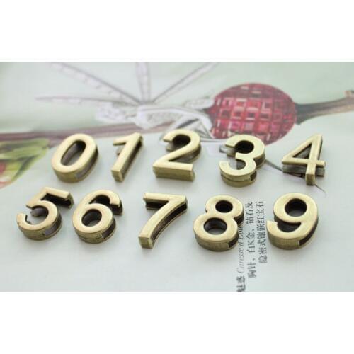 40PCS Antiqued bronze Number slide Beads for band pet collar #23321