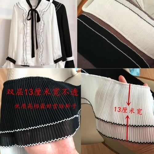 5yards Black White Chiffon Ribbon Ruffle Pleated Lace Trim Fabric Collar Garment Doll Skirt Hem DIY Crafts Sewing Accessories