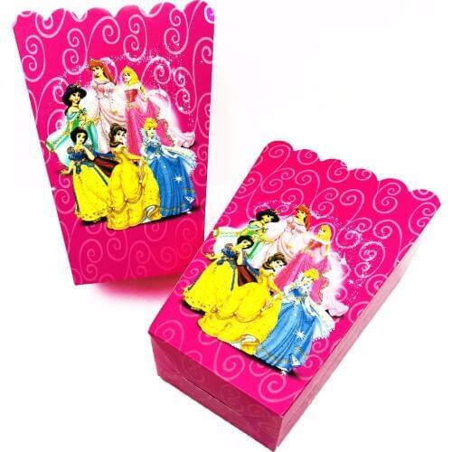 6pcs/set Popcorn Box For Kids Children Six Princess Theme Birthday Party Baby Shower Party Decoration Party Supplies
