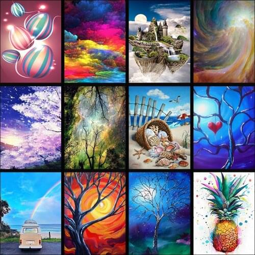 Full Diamond EmbroideryRound Diamond Landscape flowing water Full 5D Diamond painting cross stitch