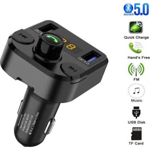 Quick 3.0 Car Charger FM Transmitter Bluetooth 5.0 Handsfree Car Mp3 Player for Xiaomi Redmi Note 8 Pro Car Accessories