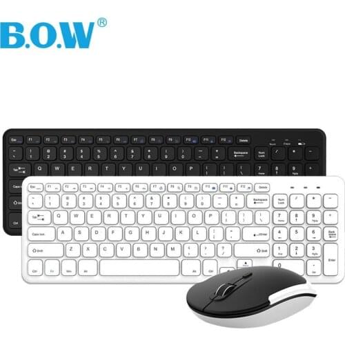 BOW HW156 Slim 2.4GHz Wireless Keyboard and Mouse Combo Desktop PC Notebook Computer and Mouse Set Secure 2.4GHz Connection