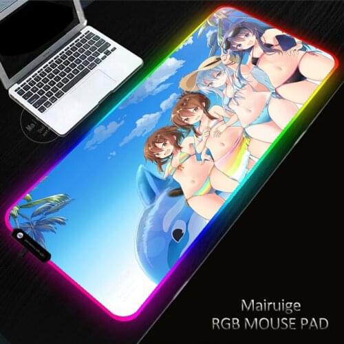 Large RGB Anime Mouse Pad Gaming Sexy Girl Mousepad LED Mause Pad Gamer Mouse Carpet Big Mause Pad PC Desk Pad Mat with Backlit