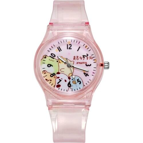Women Watch Transparent Corner Biological Cartoon Primary School Digital Wristwatches
