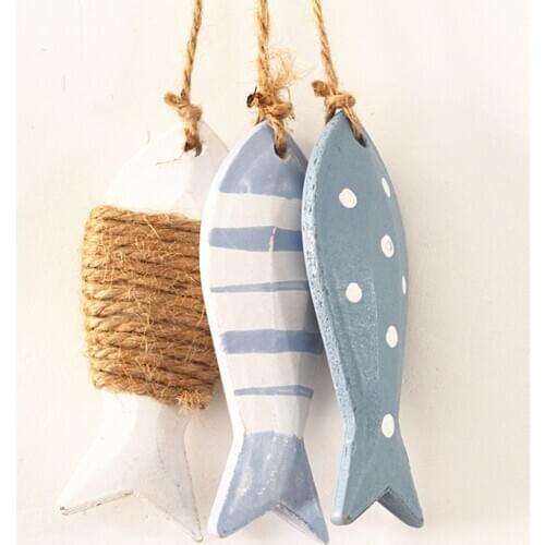 Wooden 3 Fishes Design Wall Sign– Nautical Theme Wall Mounted Plaque For Wall Hanging Gift Crafts