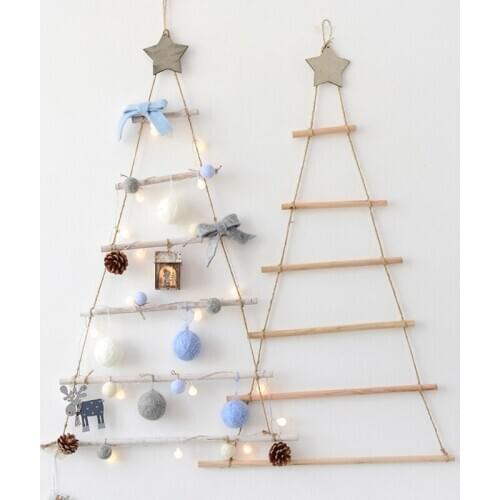 Nordic Style DIY Wooden Christmas Tree Artificial Fake Kids Gifts Ornaments Wall Hanging Decoration for Home New Year