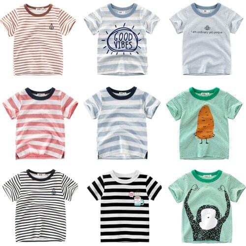 Girls T Shirt Short Sleeves Cotton Tops Boys Baby Children Clothing Summer O Neck Tee Toddler Infant for 2-8 Years
